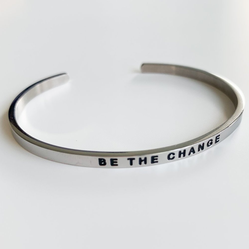 NEVER WORN Be The Change Silver MantraBand Bangle